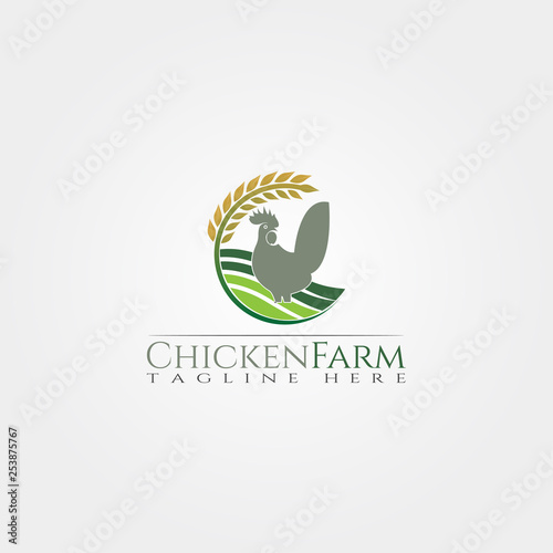 Chicken farm flat vector icon for apps or websites
