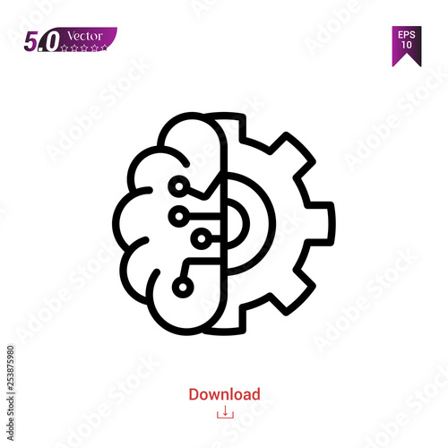 artificial-intel icon isolated on white background. Line pictogram. Graphic design, mobile application, artificial intelligence icons, user interface. Editable stroke. EPS10 format vector illustration