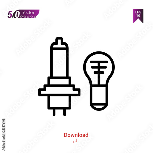 Outline car-lights icon isolated on white background. Line pictogram. Graphic design  mobile application   car parts icons  user interface. Editable stroke. EPS10 format vector illustration