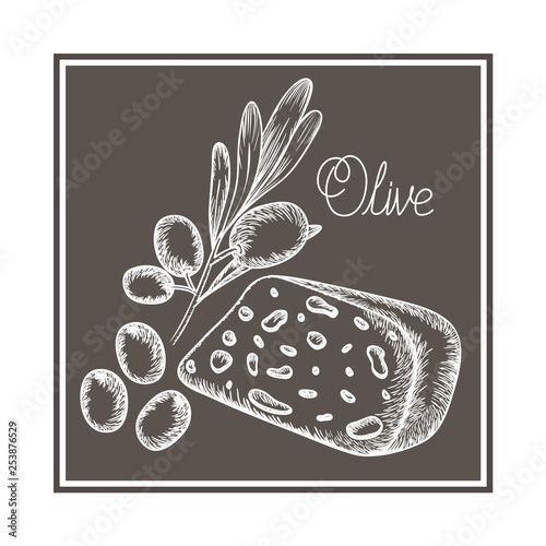 delicious cheese and olive isolated icon