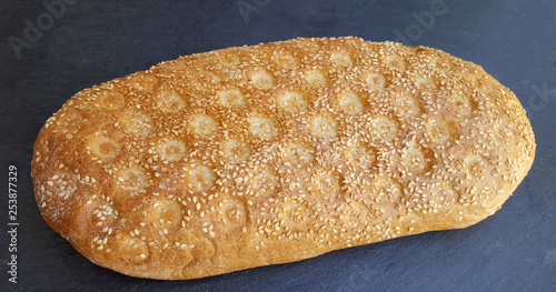 Traditional greek bread ( lagana ), baked for Clean Monday photo