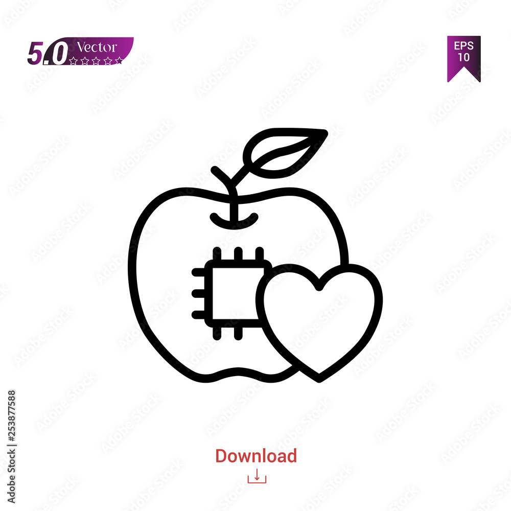 Fototapeta premium healthcare icon isolated on white background. Line pictogram. Graphic design, mobile application, artificial intelligence icons, user interface. Editable stroke. EPS10 format vector illustration