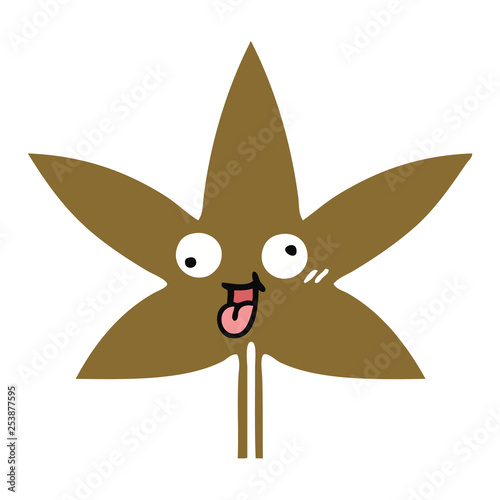 flat color retro cartoon autumnal leaf