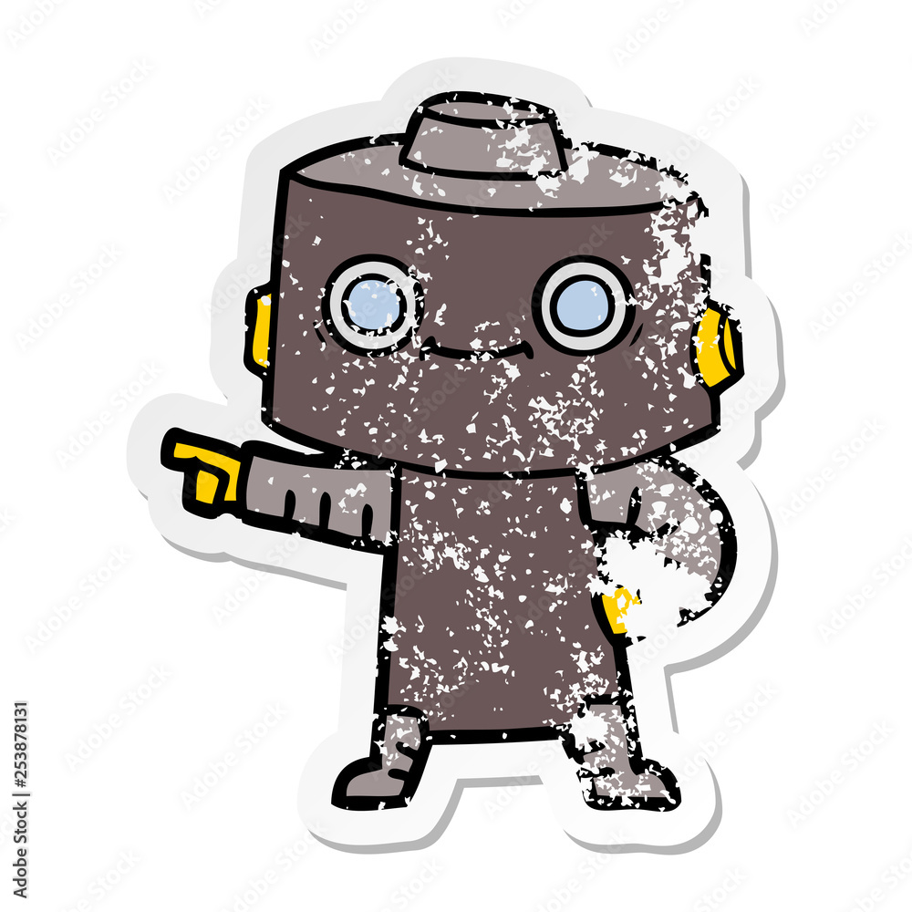 Fototapeta premium distressed sticker of a cartoon robot