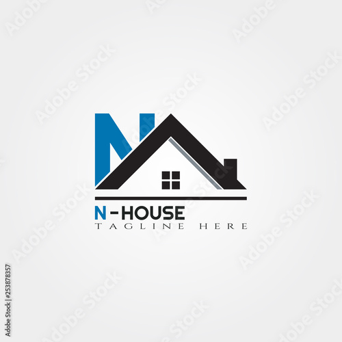 Free Download House icon template with N letter, home creative vector logo design, building and construction, illustration element - GFXLoad