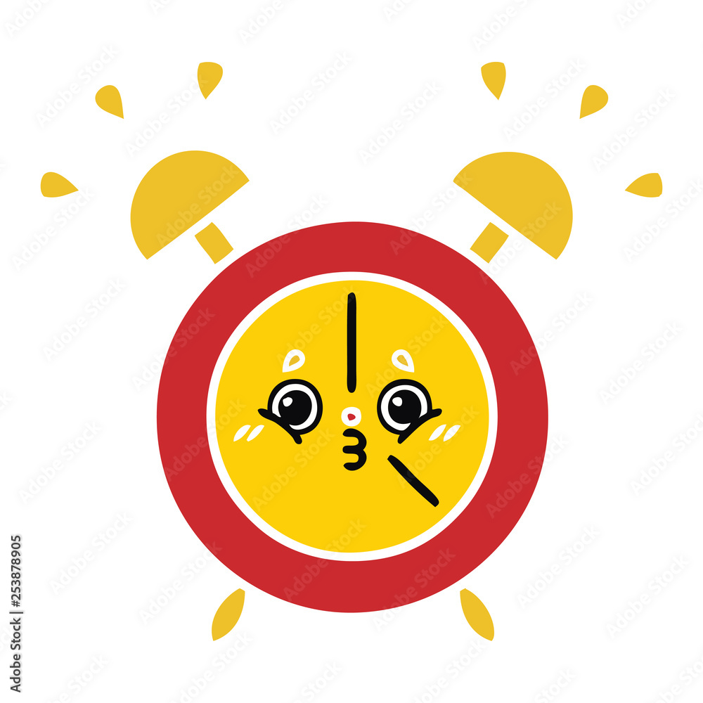 flat color retro cartoon alarm clock flat color retro cartoon alarm clock
