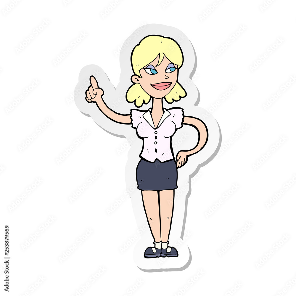 sticker of a cartoon woman with great idea sticker of a cartoon woman with great idea