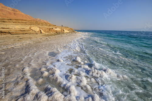 Dead Sea, Ein Bokek, Israel - February 18: Sunrise at the Dead Sea of Ein Bokek Dead Sea, Israel  photo