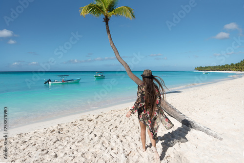 woman on the beach saona islnad