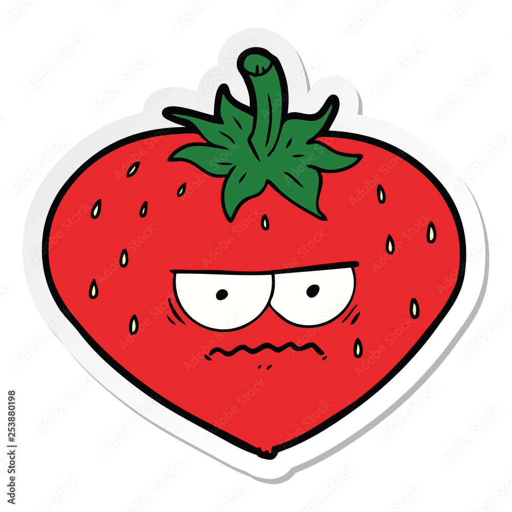 Obraz premium sticker of a cartoon strawberry