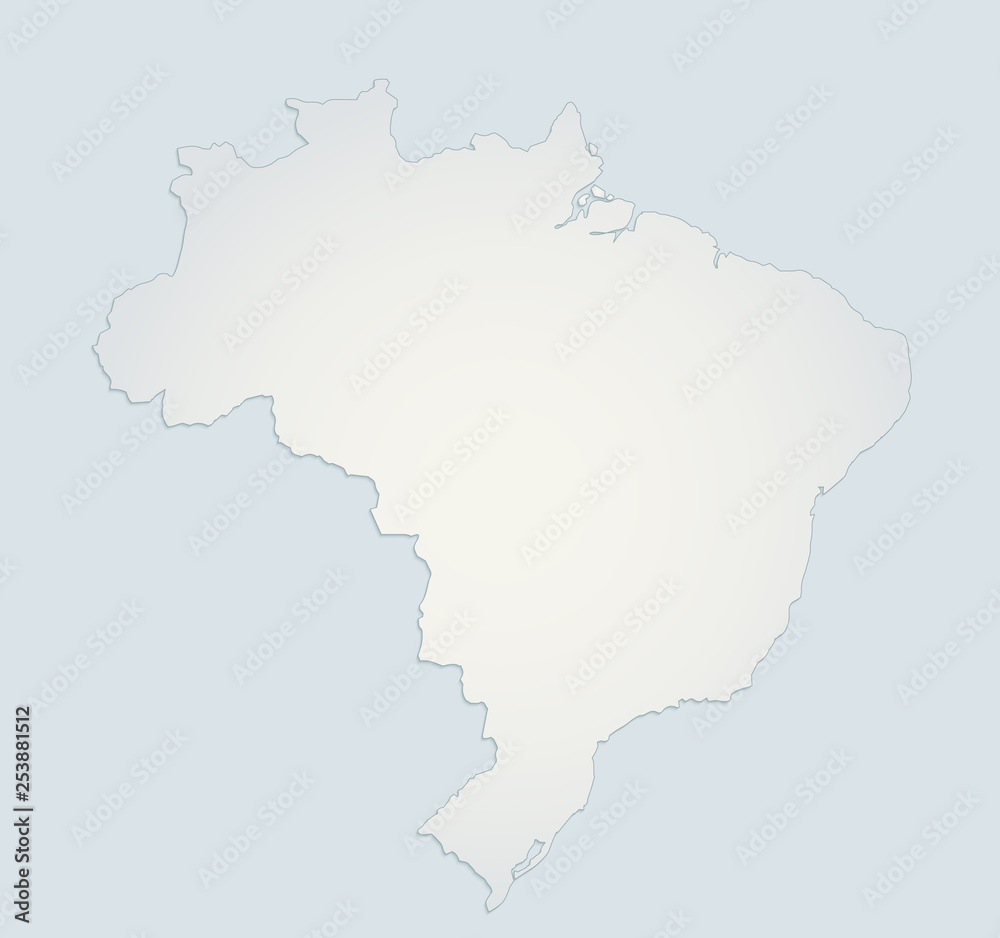 Brazil map blue white paper 3D blank
