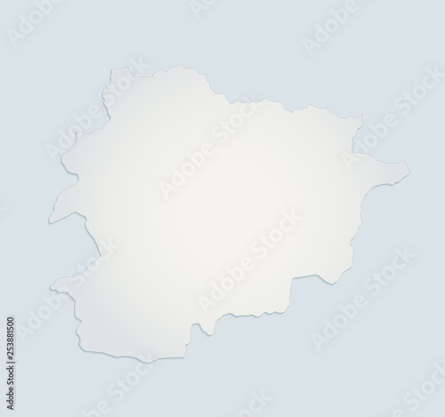 Andorra map blue white paper 3D blank