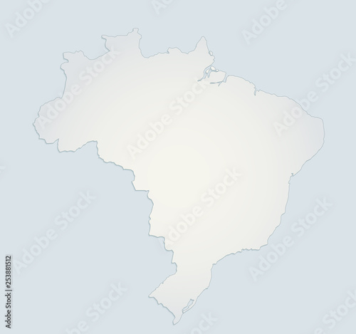 Brazil map blue white paper 3D blank