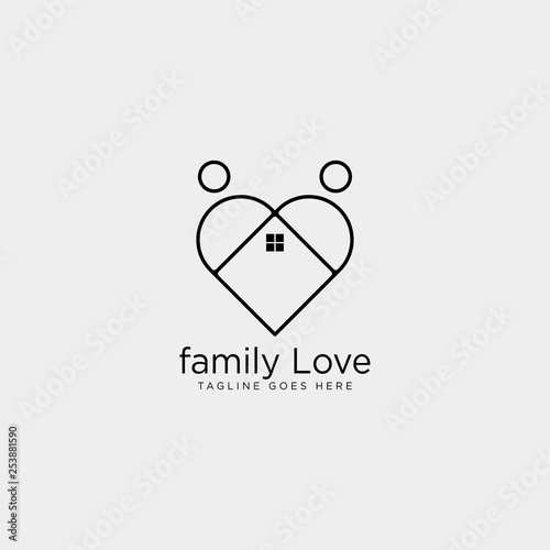dating love home line logo template vector illustration icon element isolated