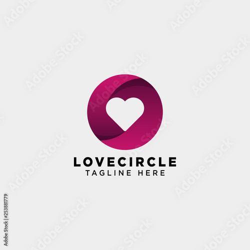 dating love circle gradient logo template vector illustration icon element isolated