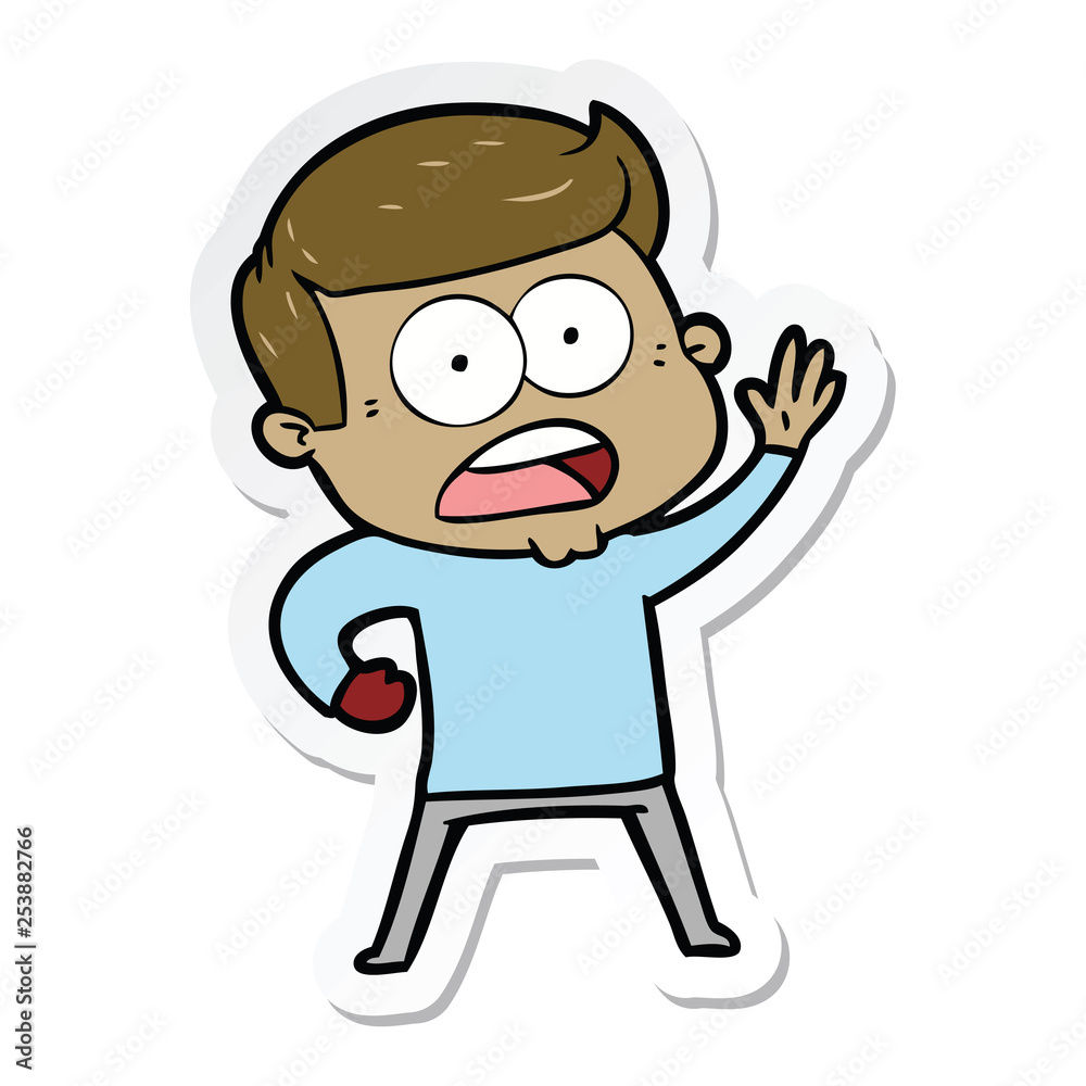 sticker of a cartoon shocked man sticker of a cartoon shocked man