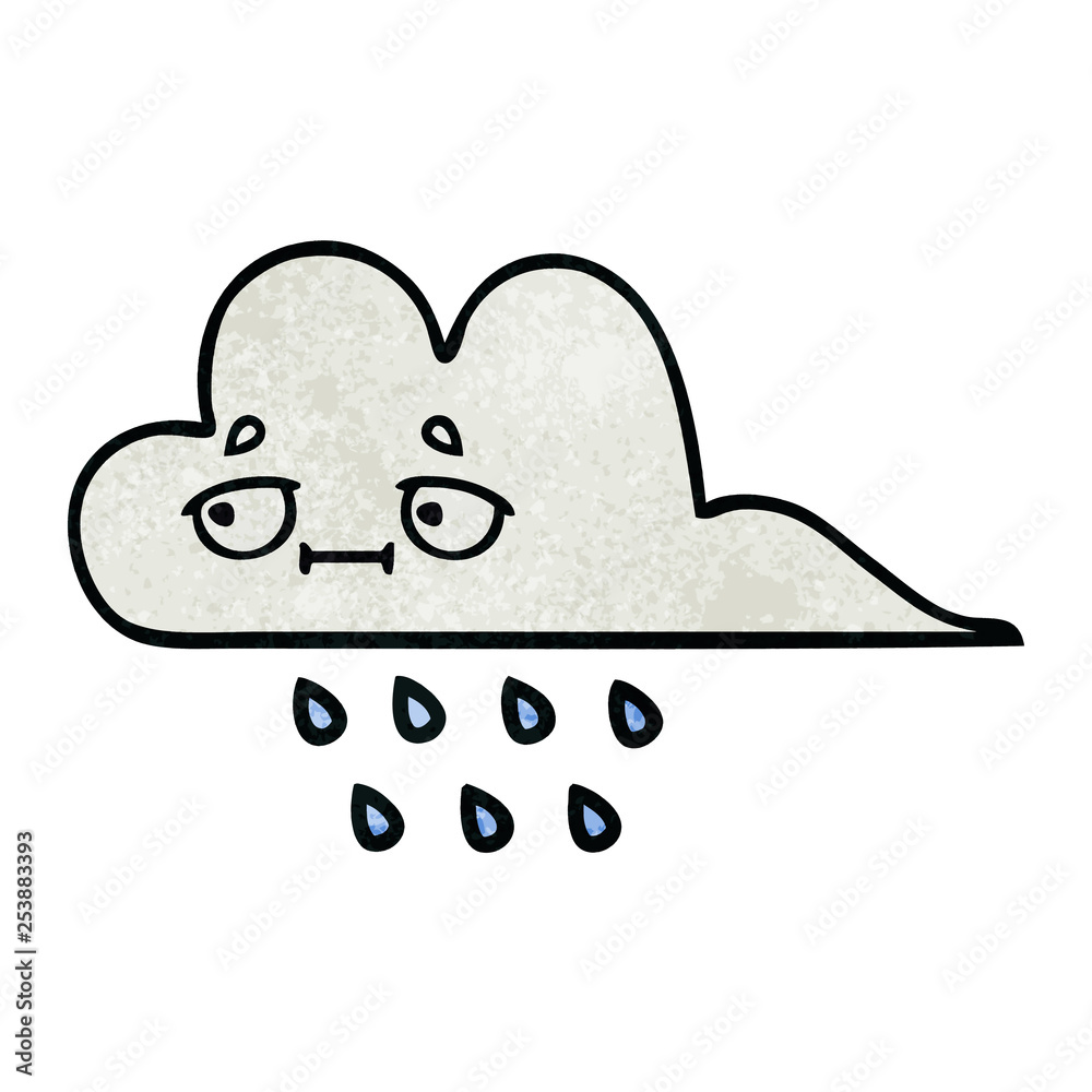 retro grunge texture cartoon rain cloud