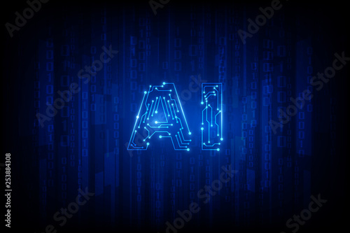 Artificial intelligence. Abstract geometric Human head outline with circuit board. Technology and engineering concept background. Vector illustration