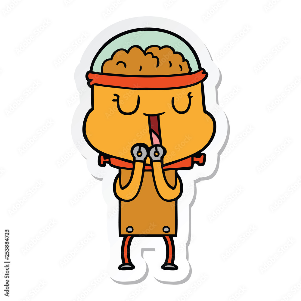 sticker of a happy cartoon robot sticker of a happy cartoon robot