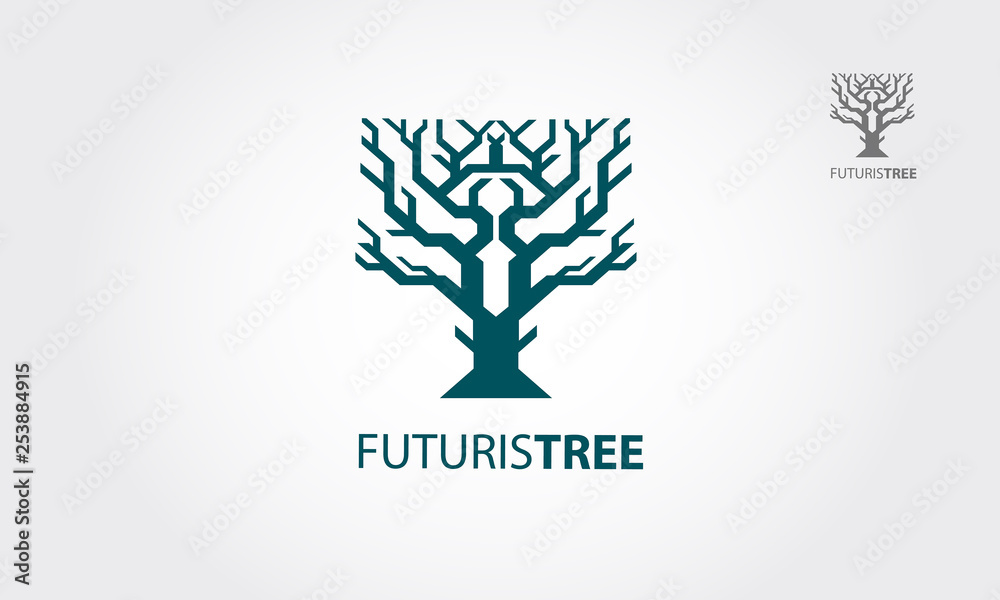 Futuristic Tree Vector Logo Template. The logo is Easy to edit to your own company name.The logo is designed in vector for highly resizable and printing.