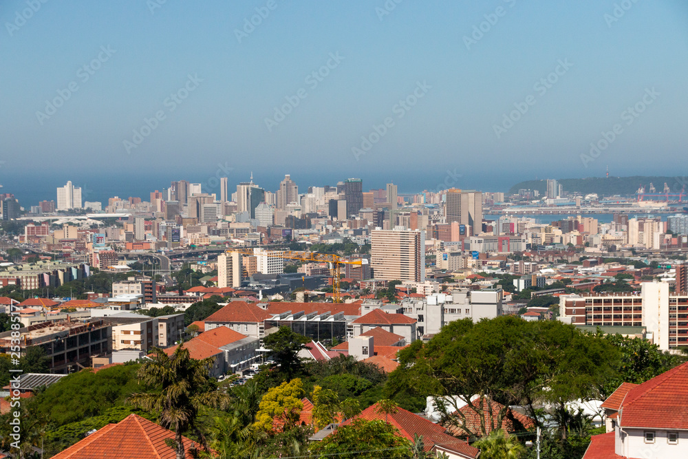 A view of the berea-westridge in Durban in kwa-zulu Natal south africa and the ocean in the distance for a fith floor building