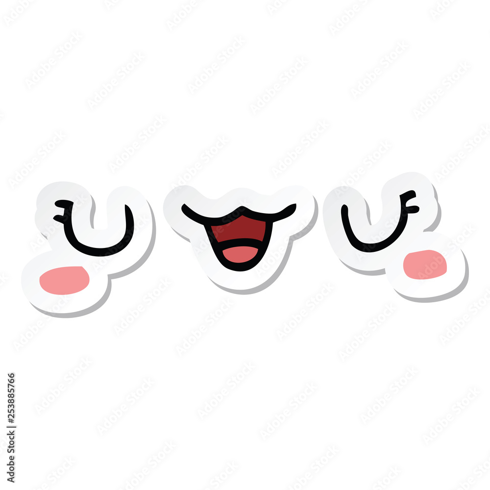 sticker of a cute cartoon face sticker of a cute cartoon face