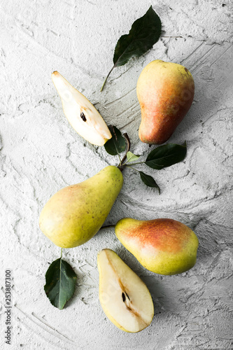 Pears on a concrete background