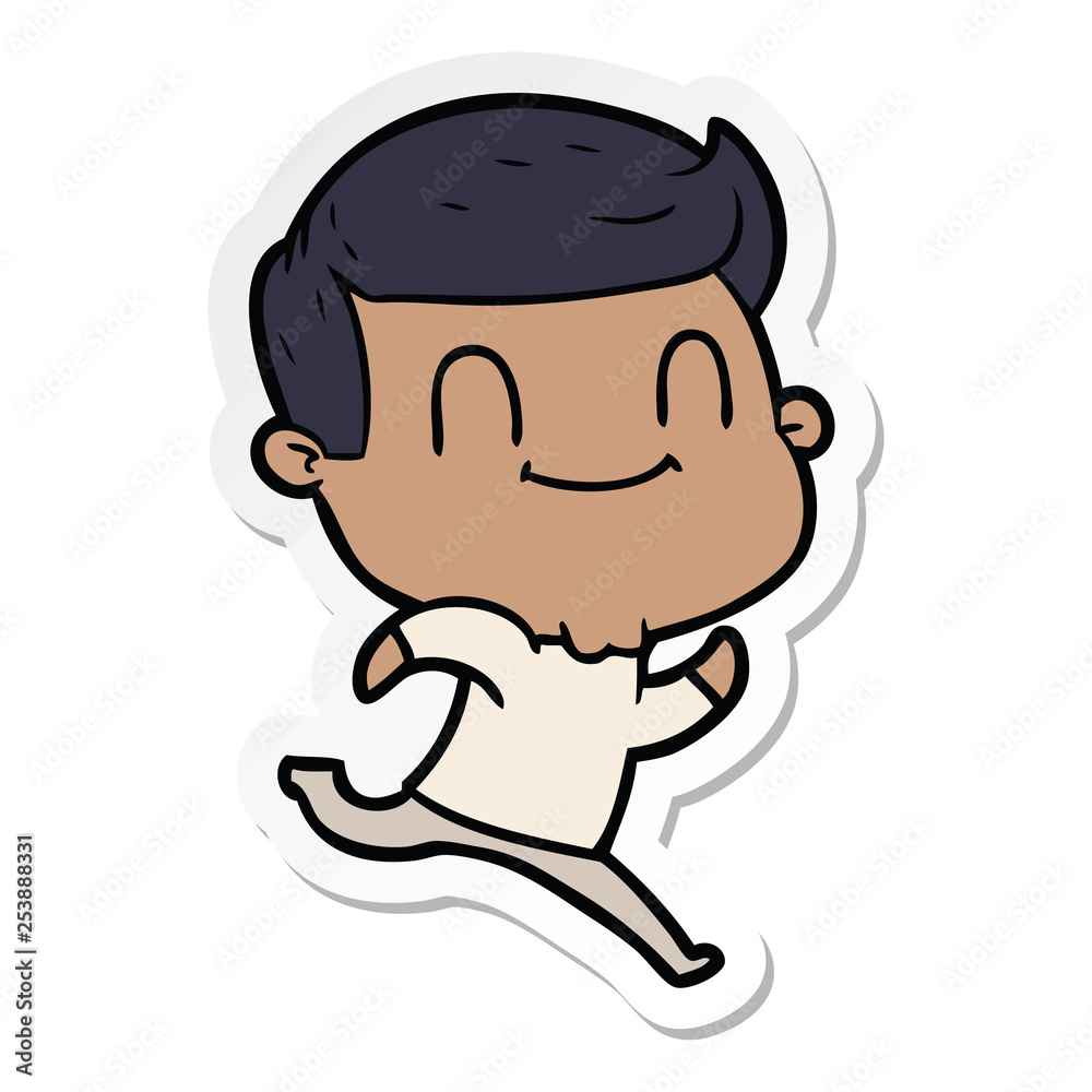 sticker of a cartoon friendly man sticker of a cartoon friendly man