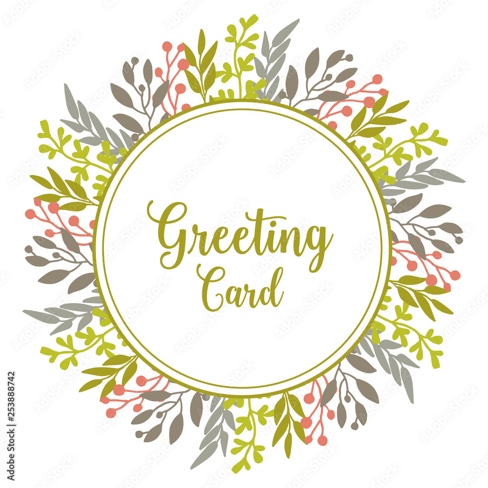 Vector illustration greeting card lettering with beautiful colorful leaf floral frame