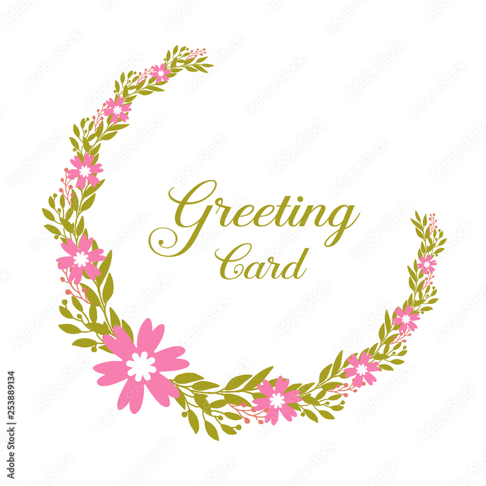 Vector illustration artwork pink wreath frame for greeting card Vector illustration artwork pink wreath frame for greeting card
