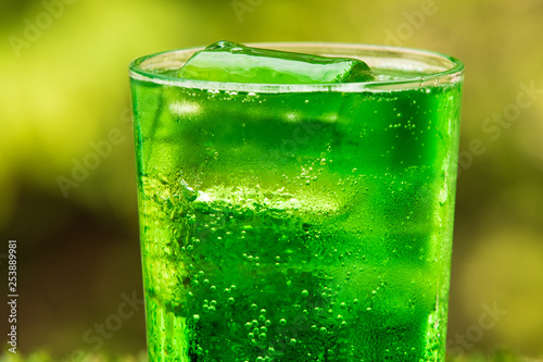 glass of water , Green water soda