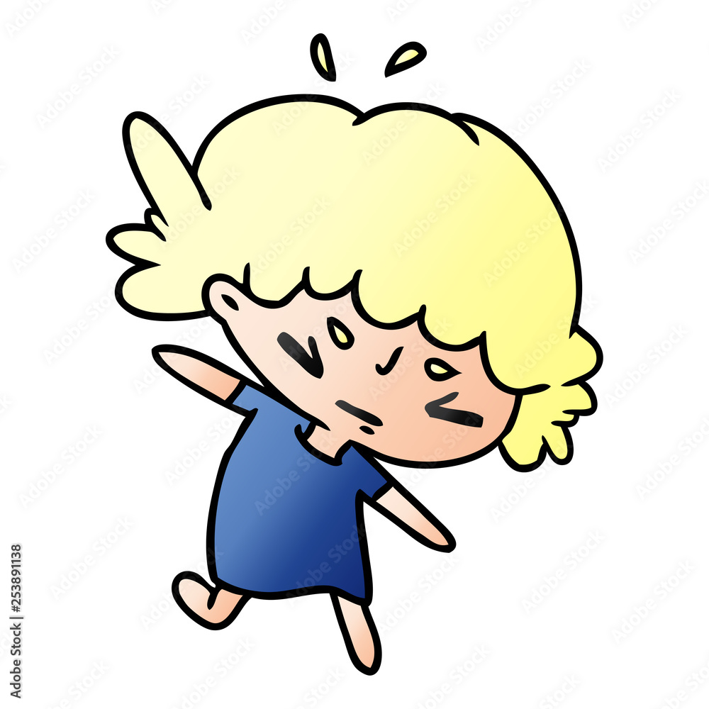 Obraz premium gradient cartoon of a cute kawaii girl