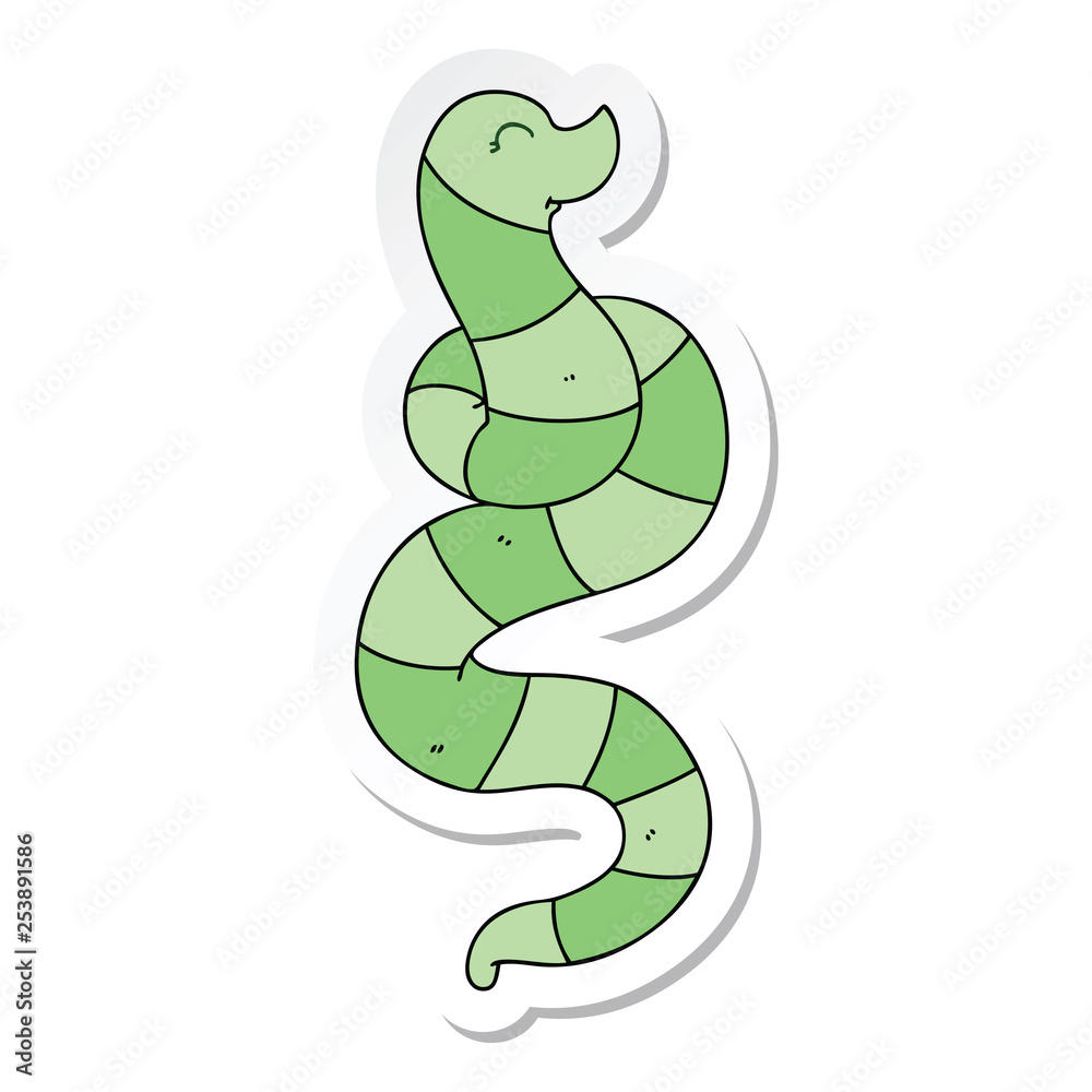 Fototapeta premium sticker of a quirky hand drawn cartoon snake