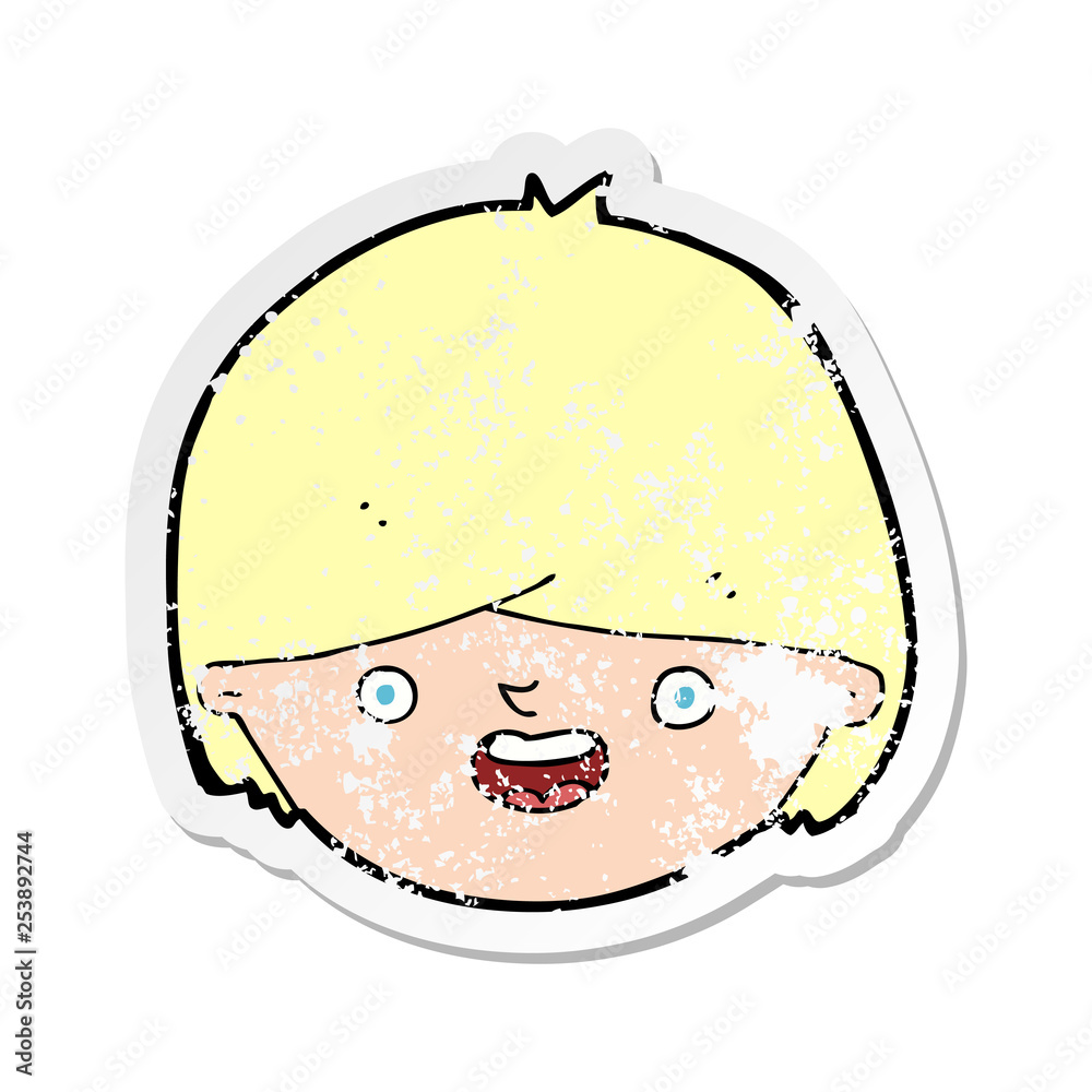 retro distressed sticker of a cartoon happy face retro distressed sticker of a cartoon happy face