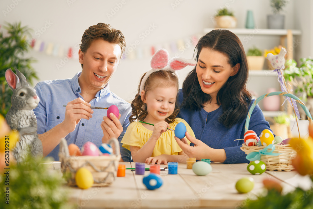 Family preparing for Easter Family preparing for Easter