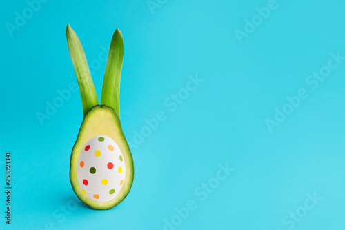 Traditional holiday decorative theme for vegetarian Easter. Creative card concept.