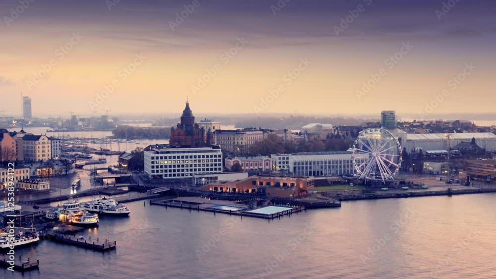 Helsinki Harbor and Sky Wheel High Quality Aerial View. Helsinki Harbor and Sky Wheel High Quality Aerial View.