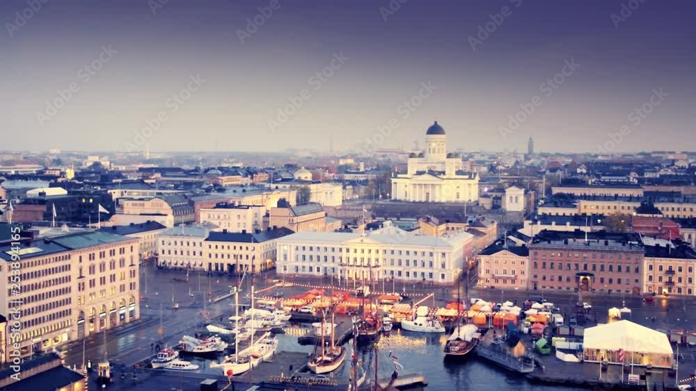Aerial View Helsinki Harbor and Cathedral. Aerial View Helsinki Harbor and Cathedral.