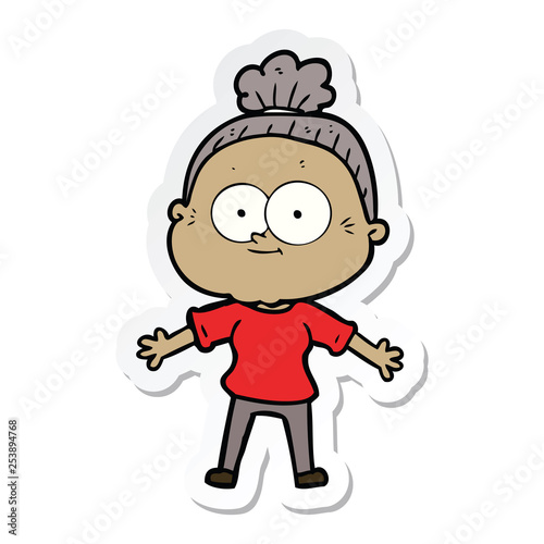 sticker of a cartoon happy old woman © lineartestpilot