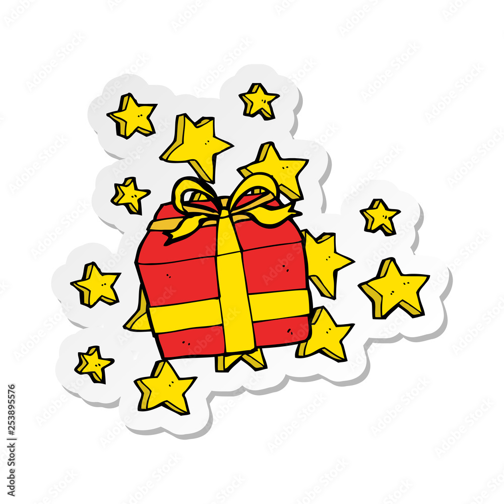 sticker of a cartoon christmas presents sticker of a cartoon christmas presents