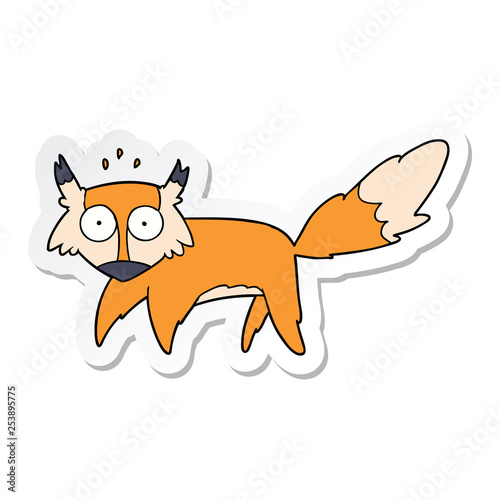 sticker of a cartoon startled fox