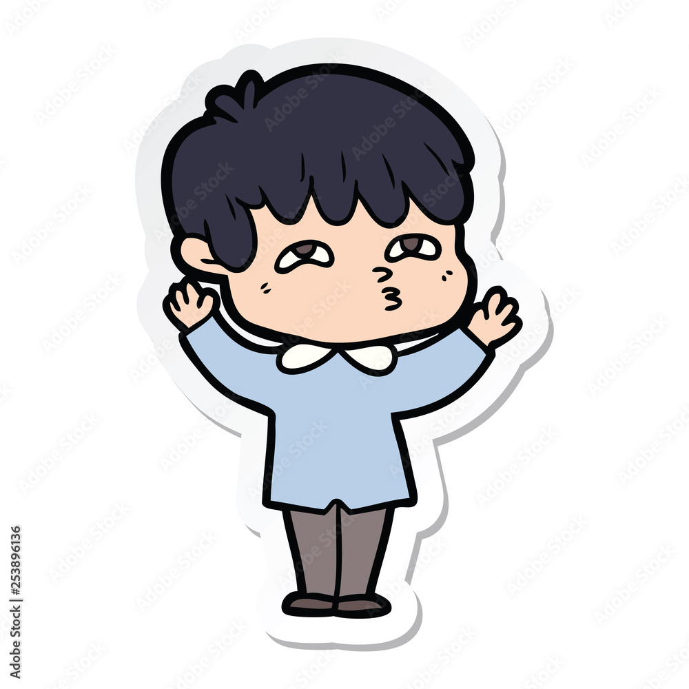 sticker of a cartoon curious man