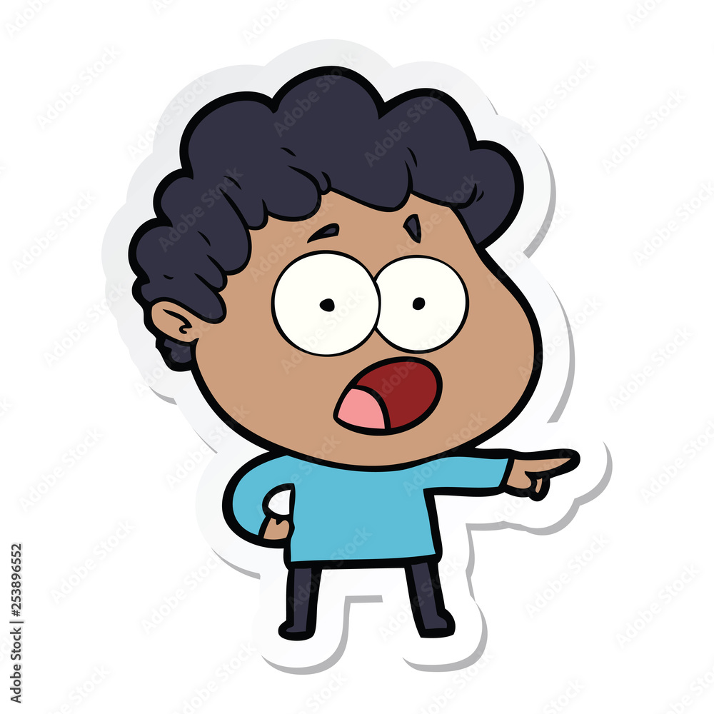 sticker of a cartoon man gasping in surprise sticker of a cartoon man gasping in surprise