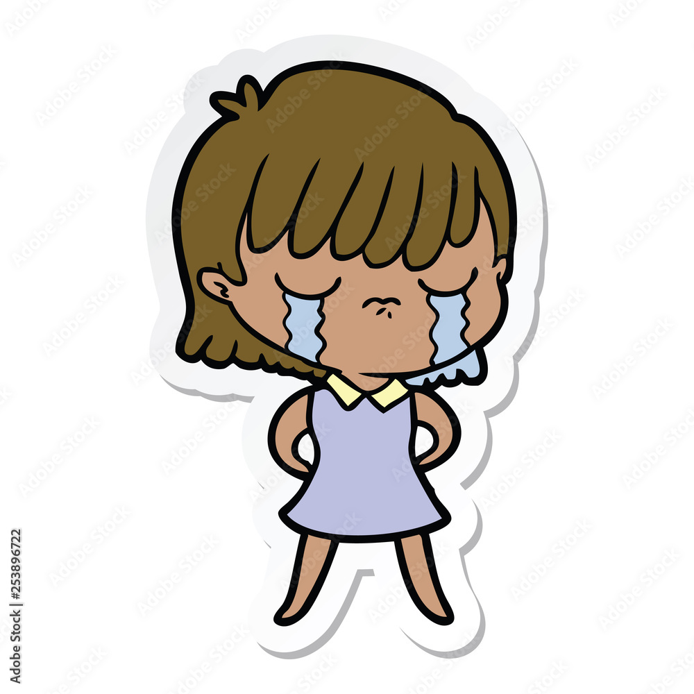 sticker of a cartoon woman crying sticker of a cartoon woman crying