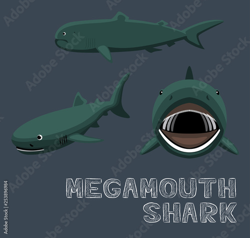Megamouth Shark Cartoon Vector Illustration