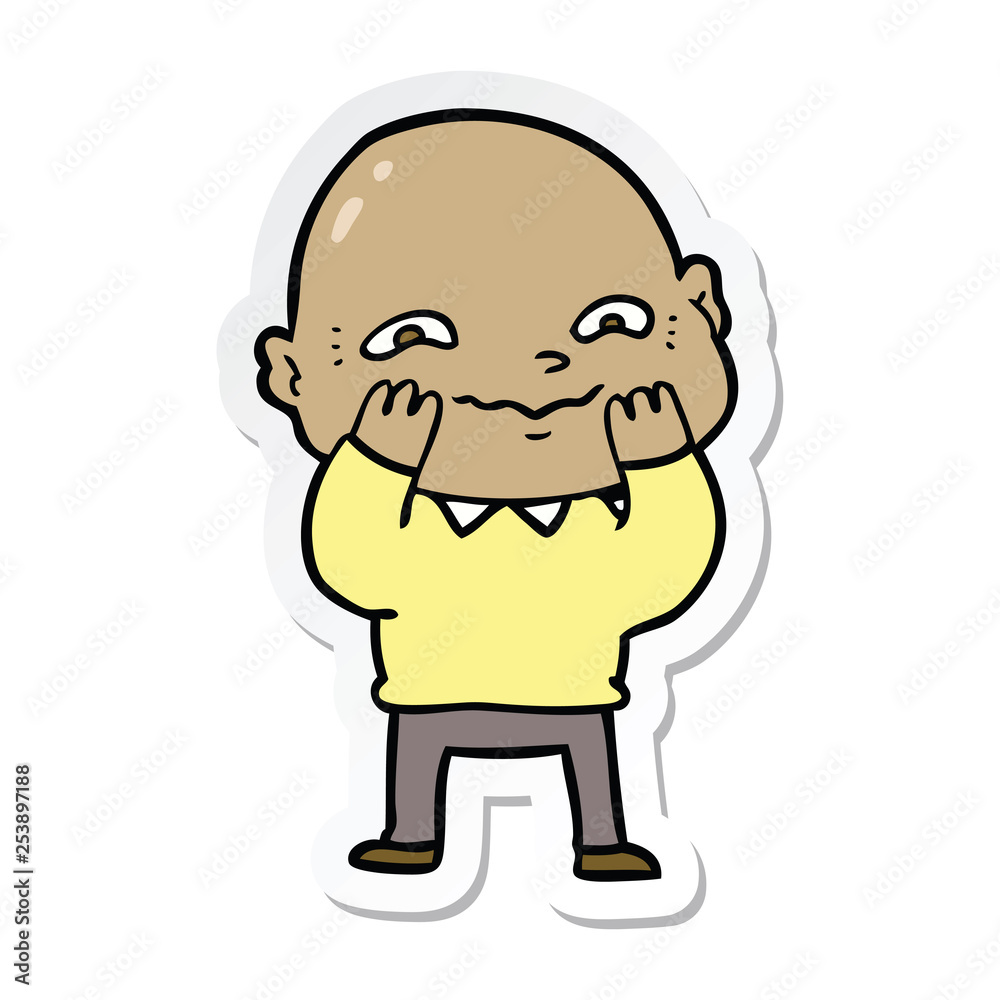 sticker of a cartoon nervous man sticker of a cartoon nervous man