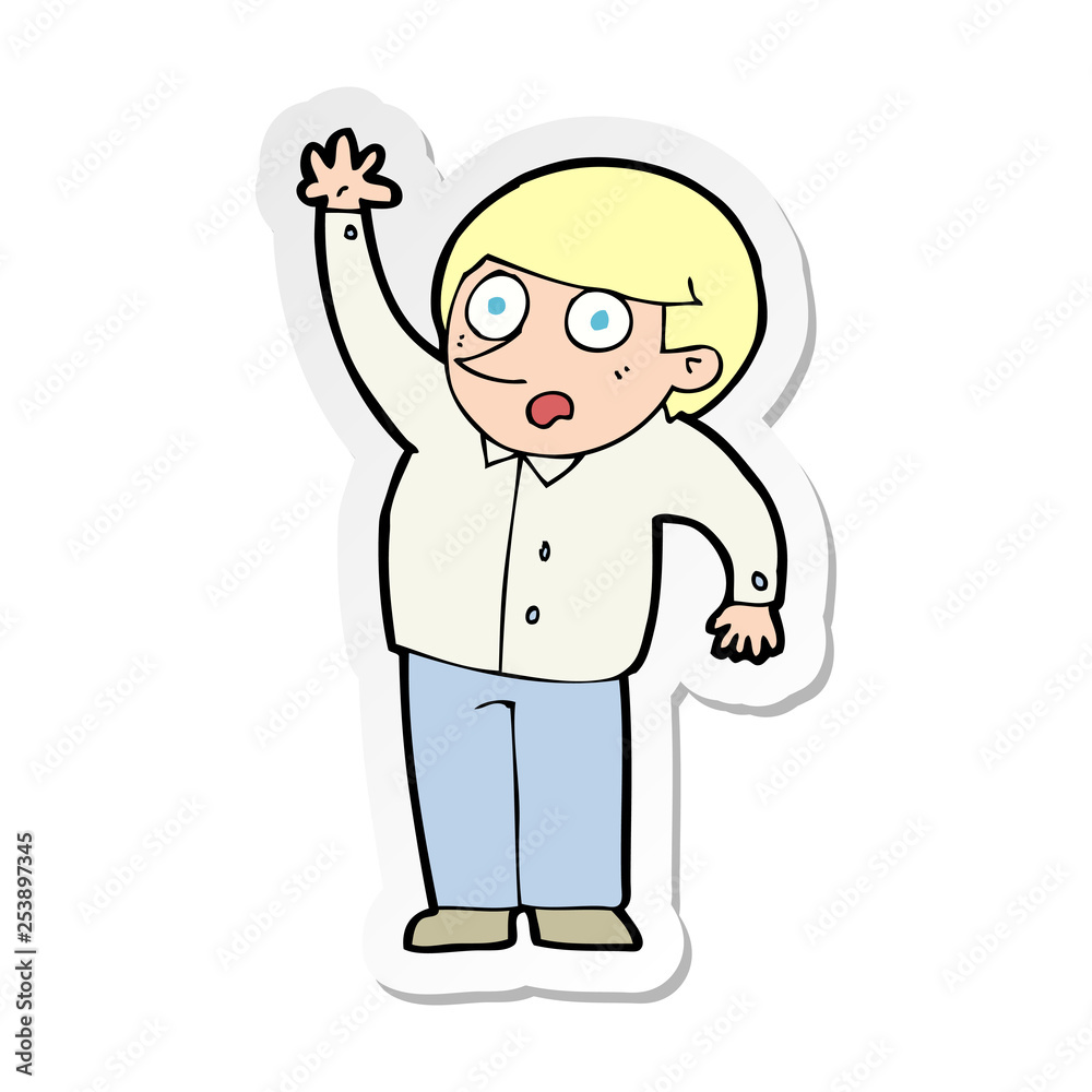 sticker of a cartoon man asking question