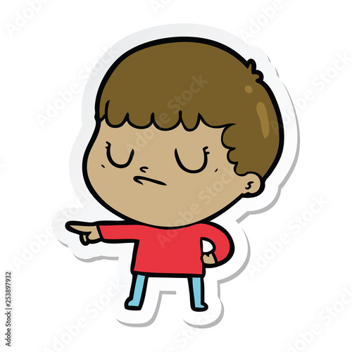 sticker of a cartoon grumpy boy