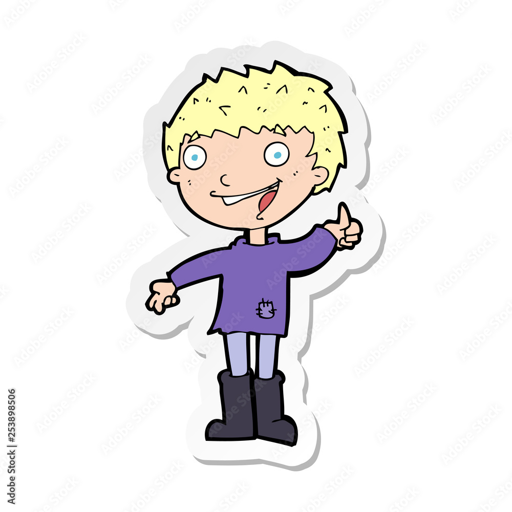 sticker of a cartoon excited boy sticker of a cartoon excited boy