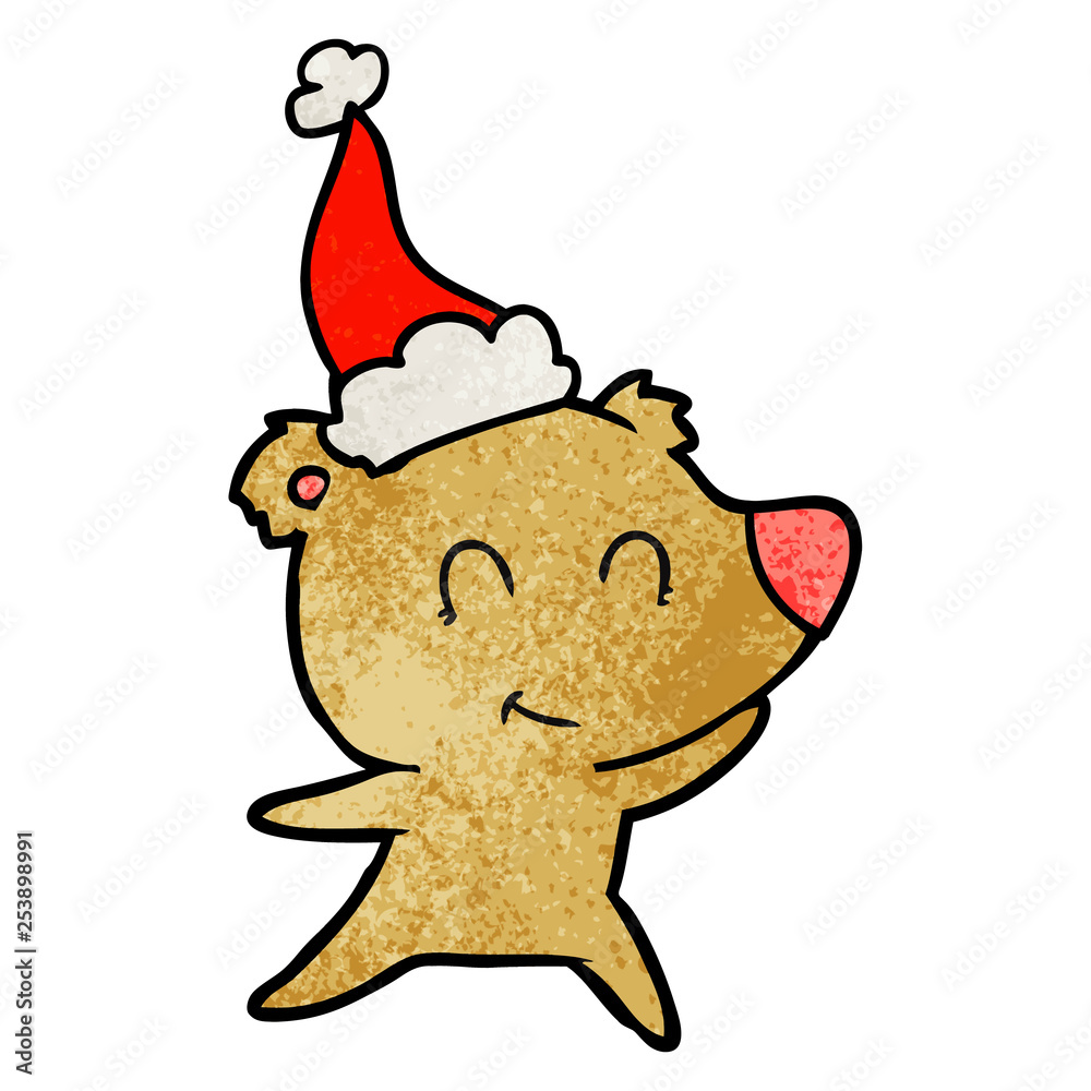 female bear textured cartoon of a wearing santa hat female bear textured cartoon of a wearing santa hat